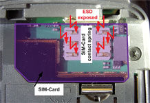 Figure 1. ESD exposed SIM Card contact spring